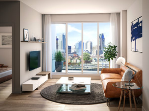Will + Rich un salon avec vue sur la ville