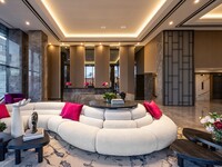 Westpark rental condos reception with fireplace and relaxation area