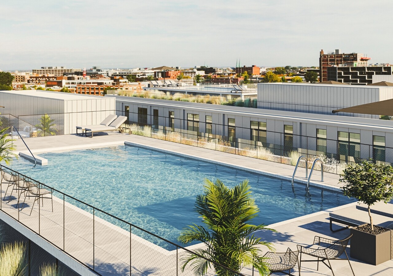 Milhaus Condos terrasse sur le toit avec pisince