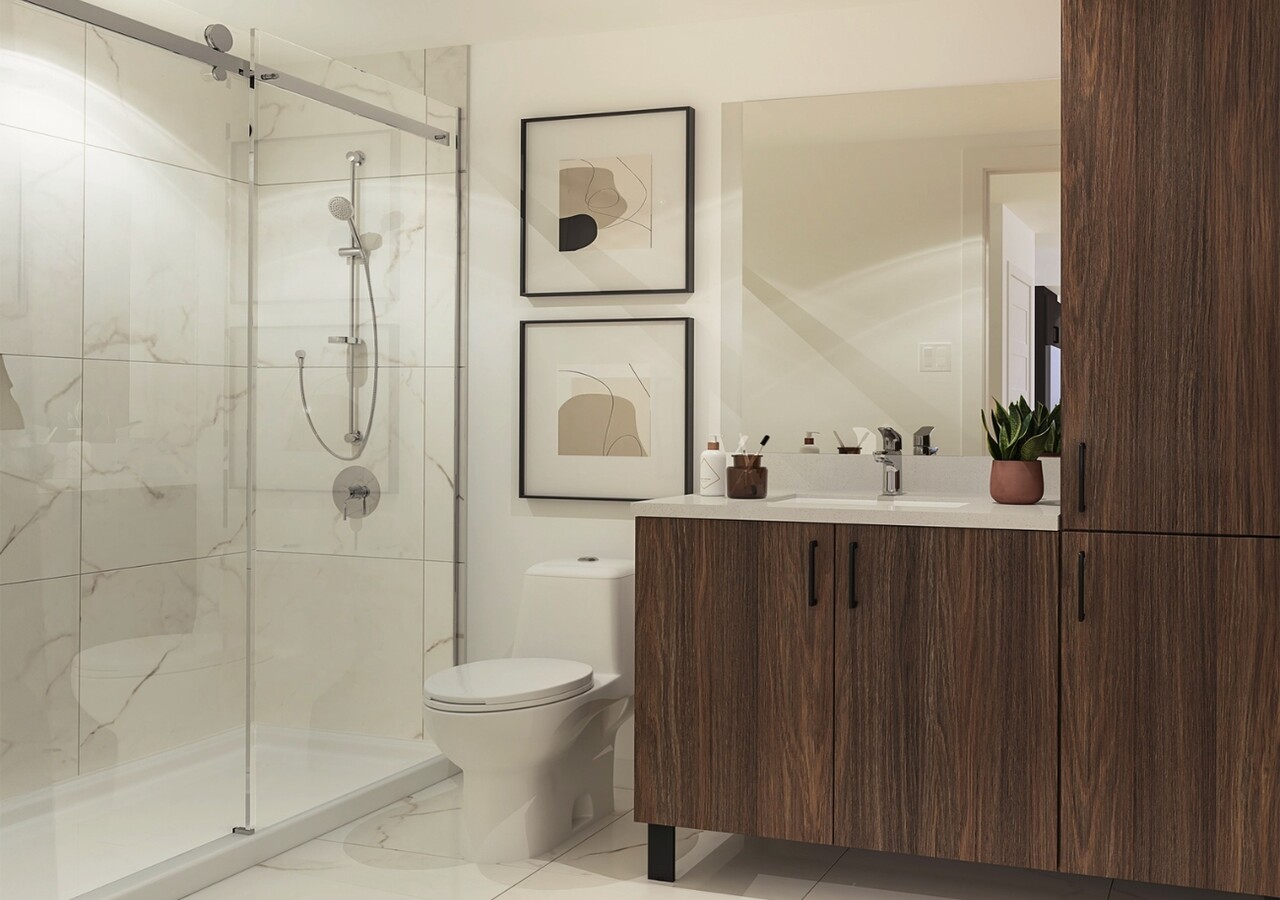 Condos Uniti salle de bain finition foncée