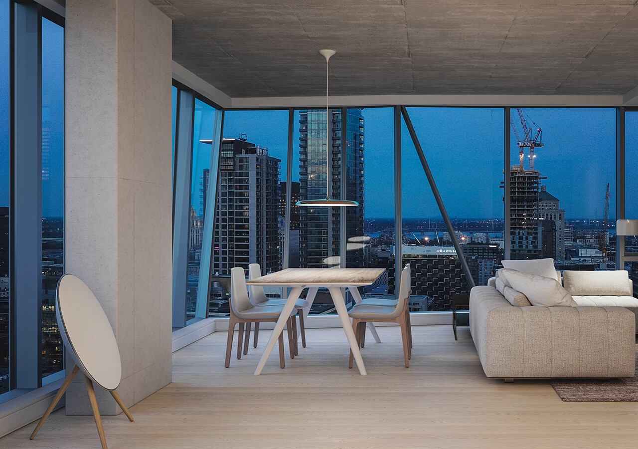 Imperia Condominiums salon avec grandes fenêtres