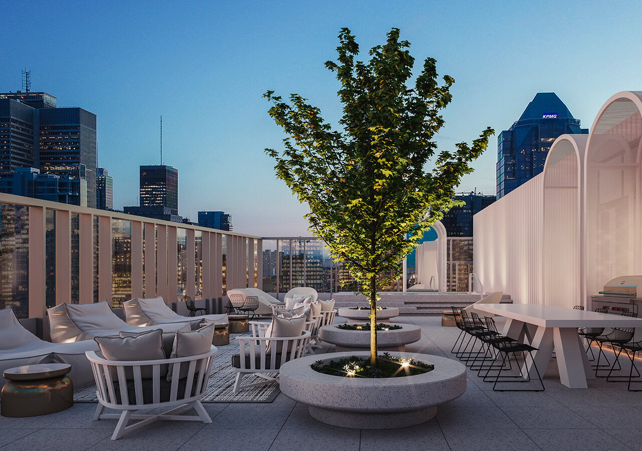 Imperia Condominiums terrasse sur le toit avec chaises