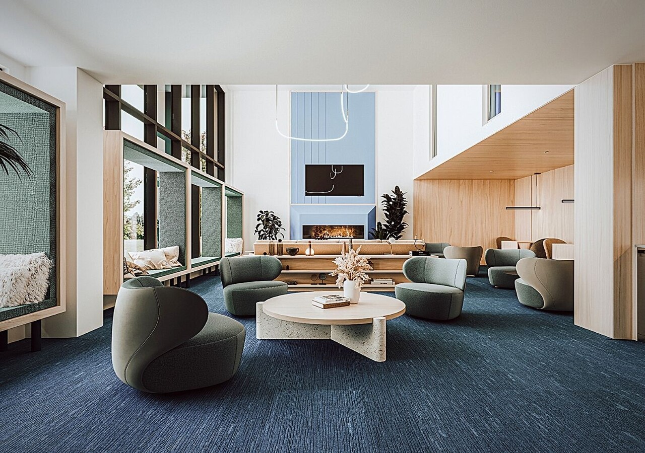 Neolia condos lounge avec foyer