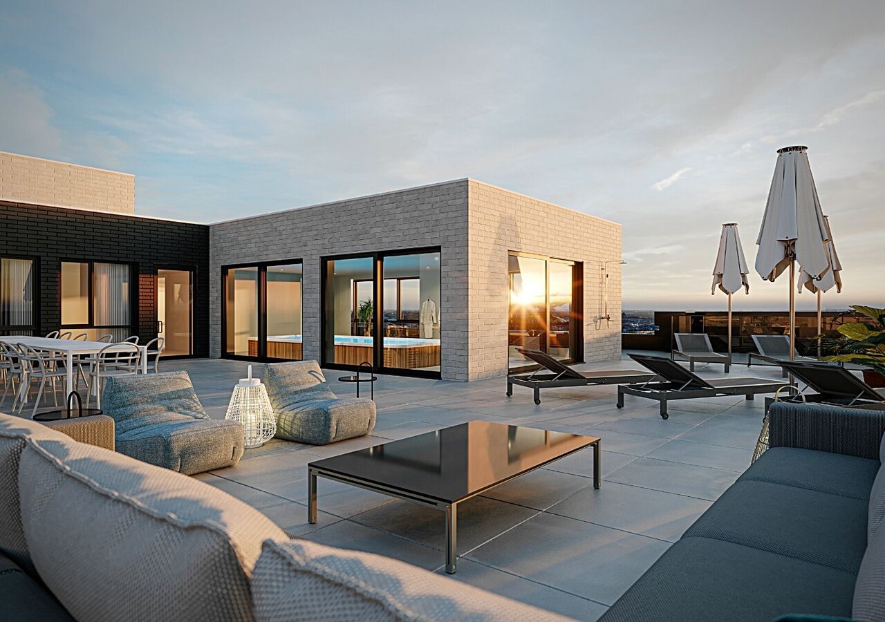 Baldwin Condos & Penthouses terrasse sur le toit avec coin détente