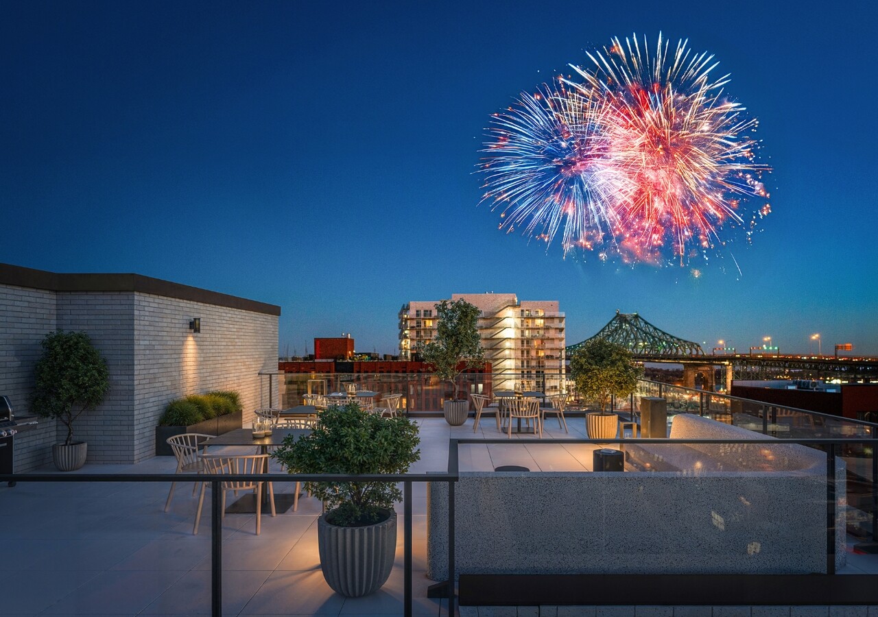 SUMA Condos terrasse sur le toit de nuit