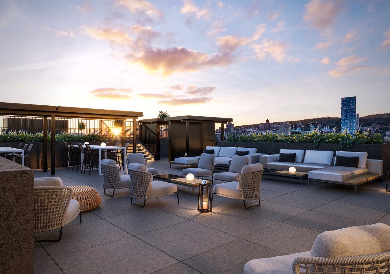 Will + Rich coin lounge sur la terrasse au toit
